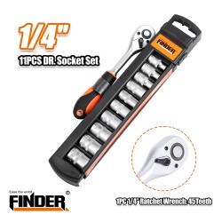 Σετ καρυδάκια με καστάνια - Sleeve tools  - 11pcs - 1/4 - Finder - 192867 Σετ καρυδάκια με καστάνια - Sleeve tools  - 11pcs - 1/4 - Finder - 192867