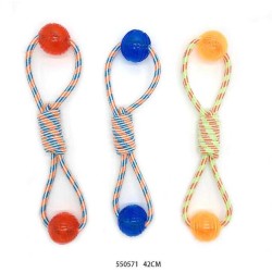 Παιχνίδι σκύλου σχοινί με μπάλα TPR - 42cm - 12pcs - 550571 Παιχνίδι σκύλου σχοινί με μπάλα TPR - 42cm - 12pcs - 550571