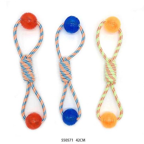 Παιχνίδι σκύλου σχοινί με μπάλα TPR - 42cm - 12pcs - 550571 Παιχνίδι σκύλου σχοινί με μπάλα TPR - 42cm - 12pcs - 550571