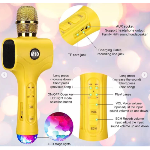 Ασύρματο μικρόφωνο Karaoke με ηχείο - M10 - 961867 - Red