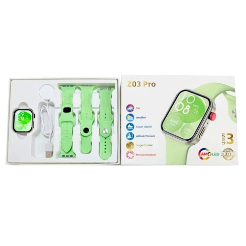Σετ Smartwatch με 3 λουράκια - Z03 Pro - 065042 - Green Σετ Smartwatch με 3 λουράκια - Z03 Pro - 065042 - Green