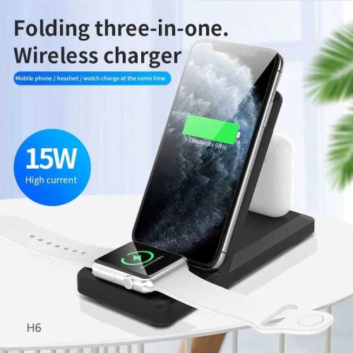 Βάση ασύρματης φόρτισης Smarthphone & Smartwatch - 3in1 - H6 - 15W - 164453 Βάση ασύρματης φόρτισης Smarthphone & Smartwatch - 3in1 - H6 - 15W - 164453