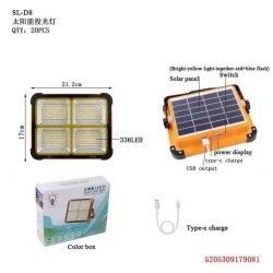 Επαναφορτιζόμενος προβολέας εργασίας με ηλιακό πάνελ - SL-D8 - 179081