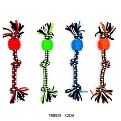 Υφασμάτινο παιχνίδι σκύλου σχοινί με μπάλα μασητική - 32cm - 12pcs - 550520