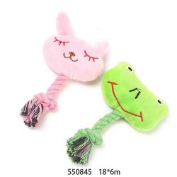 Λούτρινο παιχνίδι σκύλου ζωάκι με σχοινί - 18x6cm - 12pcs - 550845