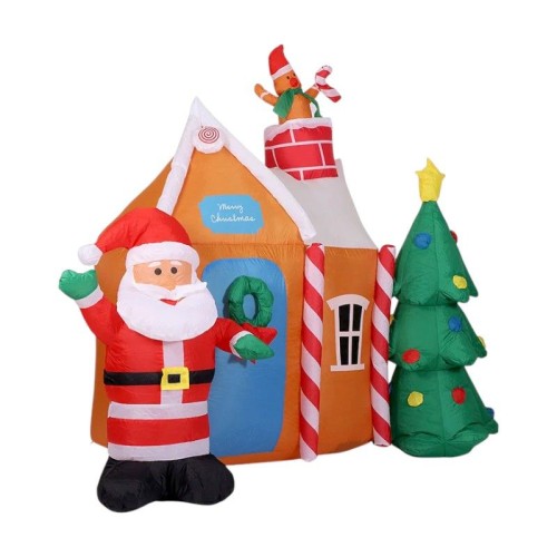 Φουσκωτό διακοσμητικό Σπιτάκι Άγιου Βασίλη με φωτισμό - 1.8m - 817230