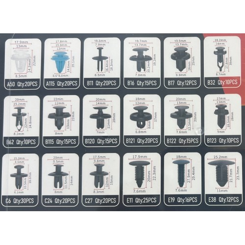 Σετ συνδετήρες αυτοκινήτου 18 τύπων - 299pcs - 180257 Σετ συνδετήρες αυτοκινήτου 18 τύπων - 299pcs - 180257