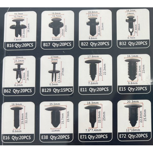 Σετ συνδετήρες αυτοκινήτου 12 τύπων - 240pcs - 180260 Σετ συνδετήρες αυτοκινήτου 12 τύπων - 240pcs - 180260