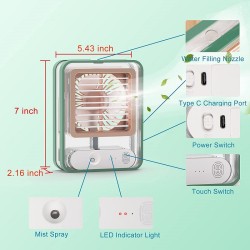 Επαναφορτιζόμενος mini ανεμιστήρας & υγραντήρας - 903487 - Blue