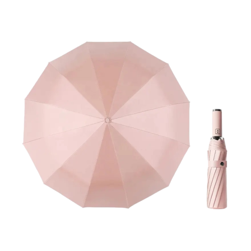 Αυτόματη ομπρέλα σπαστή με φακό LED - 10K - Tradesor - 585670 - Pink