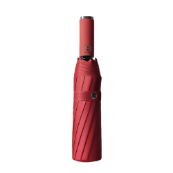 Αυτόματη ομπρέλα σπαστή με φακό LED - 10K - Tradesor - 585670 - Red