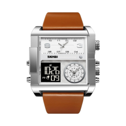 Ψηφιακό/αναλογικό ρολόι χειρός - Skmei - 2020 - Brown/Silver