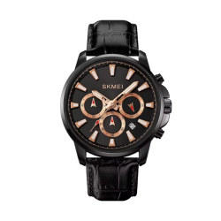 Aναλογικό ρολόι χειρός – Skmei - 2071 - Black-Gold/Leather Black Aναλογικό ρολόι χειρός – Skmei - 2071 - Black-Gold/Leather Black
