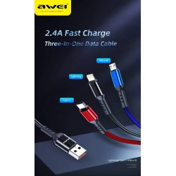 Καλώδιο φόρτισης & data 3in1 - Fast Charge - CL-971 - 1.2m - AWEI - 022170 Καλώδιο φόρτισης & data 3in1 - Fast Charge - CL-971 - 1.2m - AWEI - 022170