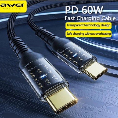 Καλώδιο φόρτισης & data - Type-C σε Type-C - Fast Charge - CL-138T - 60W - AWEI - 887875 Καλώδιο φόρτισης & data - Type-C σε Type-C - Fast Charge - CL-138T - 60W - AWEI - 887875