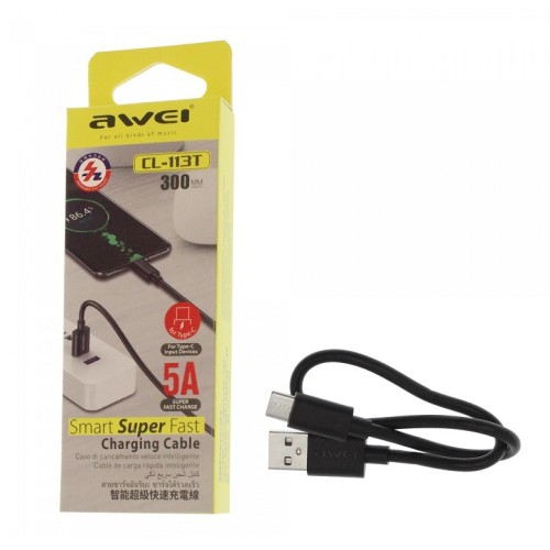 Καλώδιο φόρτισης & data - Type-C - CL-113T - Fast Charge - 5A - AWEI - 000956 Καλώδιο φόρτισης & data - Type-C - CL-113T - Fast Charge - 5A - AWEI - 000956