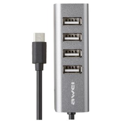 Αντάπτορας USB 2.0 Hub με 4 θύρες - Type-C - CL-122T - AWEI - 888070 Αντάπτορας USB 2.0 Hub με 4 θύρες - Type-C - CL-122T - AWEI - 888070