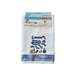 Πετσέτα ποτηρόπανο Souvenir με κέντημα - Σετ 12pcs - Chalkidiki - 416310