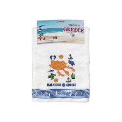 Πετσέτα ποτηρόπανο Souvenir με κέντημα - Σετ 12pcs - Chalkidiki - 416327