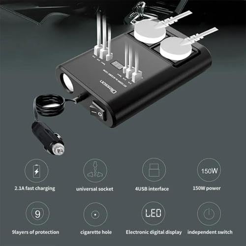 Μετασχηματιστής-Power Inverter αυτοκινήτου - 150W - 12VDC to 220VAC - 4xUSB - CD350562 - 505523 Μετασχηματιστής-Power Inverter αυτοκινήτου - 150W - 12VDC to 220VAC - 4xUSB - CD350562 - 505523