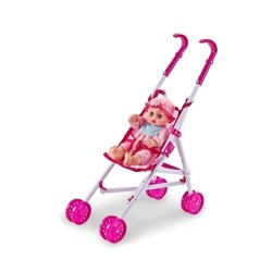 Παιδικό καροτσάκι μωρού με φωτισμό LED και κούκλα - 1393D-2 - 307137