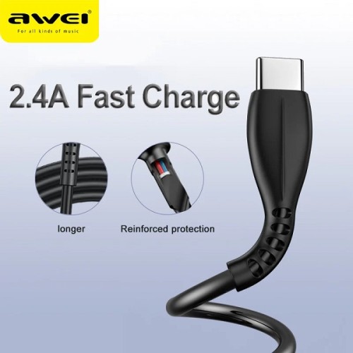 Καλώδιο φόρτισης & data - Type-C - Fast Charge - CL-115T - AWEI - 000864 Καλώδιο φόρτισης & data - Type-C - Fast Charge - CL-115T - AWEI - 000864