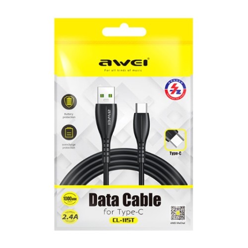 Καλώδιο φόρτισης & data - Type-C - Fast Charge - CL-115T - AWEI - 000864 Καλώδιο φόρτισης & data - Type-C - Fast Charge - CL-115T - AWEI - 000864