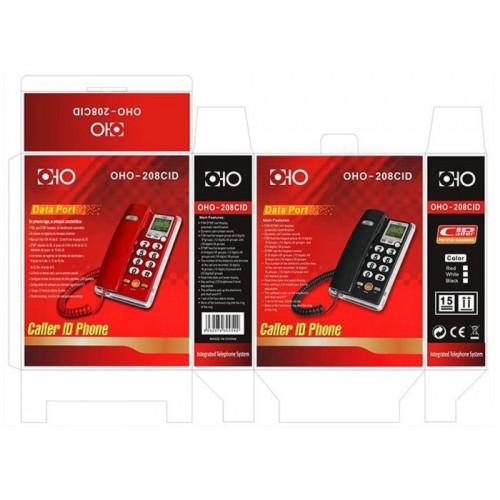 Ενσύρματο σταθερό τηλέφωνο - OHO - 208 - 102082 - Red Ενσύρματο σταθερό τηλέφωνο - OHO - 208 - 102082 - Red