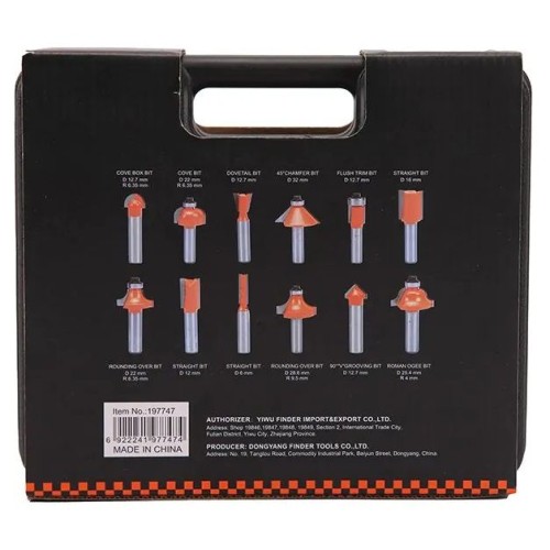Σετ φρέζες ξύλου για ρούτερ - 12pcs - Φ6mm - Finder - 197747