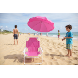 Παιδική πτυσσόμενη καρέκλα camping με ομπρέλα - 1047 - 241712 - Pink