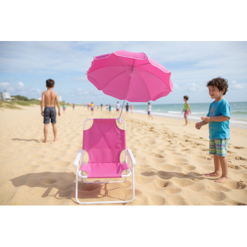 Παιδική πτυσσόμενη καρέκλα camping με ομπρέλα - 1047 - 241712 - Pink
