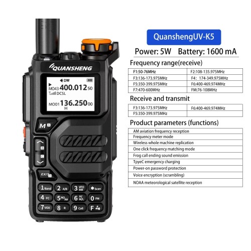 Φορητός πομποδέκτης UHF/VHF – UVK5 - Quansheng - 512153 Φορητός πομποδέκτης UHF/VHF – UVK5 - Quansheng - 512153