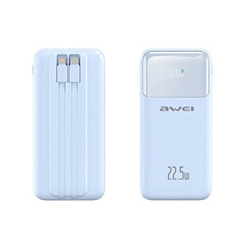 Powerbank - P106K - 10.000mah - 22.5W - AWEI - 005616 - Blue Powerbank - P106K - 10.000mah - 22.5W - AWEI - 005616 - Blue