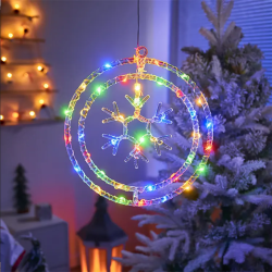 Χριστουγεννιάτικο φωτεινό διακοσμητικό 3D LED κρεμαστό - Xιονονιφάδα - 39L - 272309 - RGB