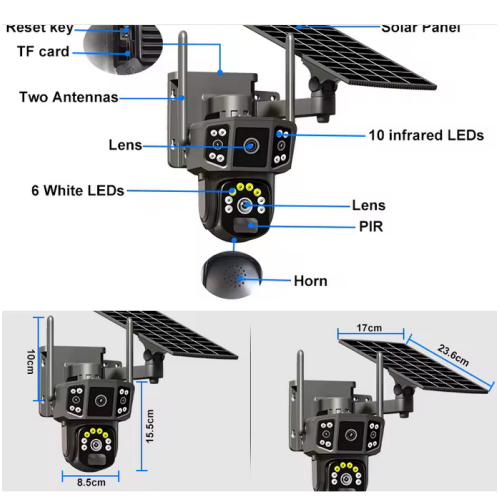 Ηλιακή κάμερα ασφαλείας IP - Dual - Solar Security Camera - V380-P38F-4G - 300075