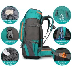 Σακίδιο πλάτης ορειβατικό - H2401 - 65L+5L - 251593 - Black