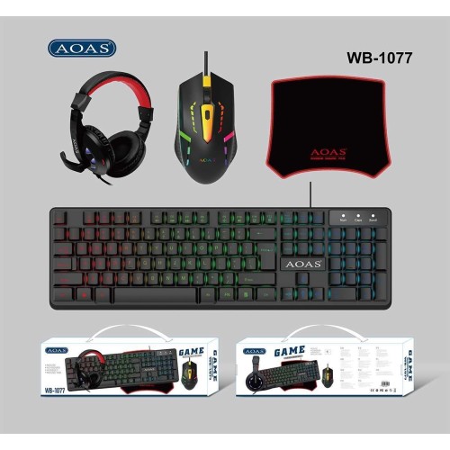 Πλήρες σετ Gaming 4 σε 1 - LED RGB - WB1077 - AOAS - 655181