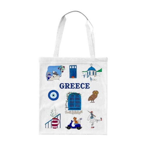 Υφασμάτινη τουριστική τσάντα καμβάς - Greece - 40x35cm - 221103