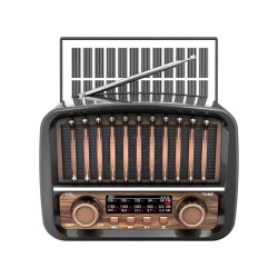 Επαναφορτιζόμενο ραδιόφωνο Retro με ηλιακό πάνελ - K-371S - 023719 - Black