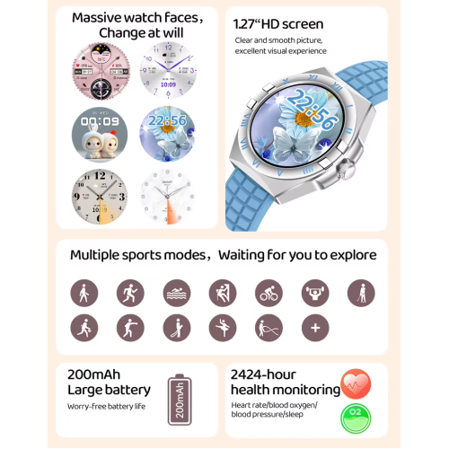 Σετ Smartwatch με 3 λουράκια - LG80 Mini - 065066 - Blue Σετ Smartwatch με 3 λουράκια - LG80 Mini - 065066 - Blue