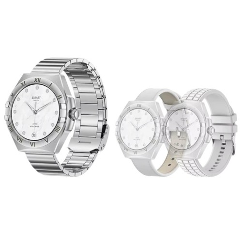 Σετ Smartwatch με 3 λουράκια - LG80 Mini - 065066 - White Σετ Smartwatch με 3 λουράκια - LG80 Mini - 065066 - White