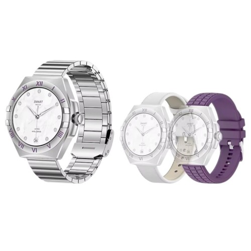 Σετ Smartwatch με 3 λουράκια - LG80 Mini - 065066 - Purple Σετ Smartwatch με 3 λουράκια - LG80 Mini - 065066 - Purple