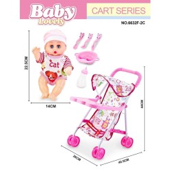 Παιδικό καροτσάκι με κούκλα - 6632F-2C - 215592