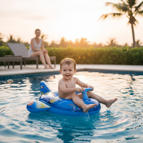 Παιδικό φουσκωτό σωσίβιο με τιμόνι και κάθισμα - 155006