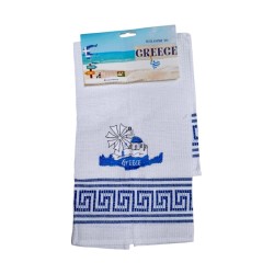 Πετσέτα ποτηρόπανο Souvenir με κέντημα - Σετ 12pcs - Greece - 416051