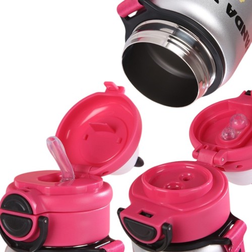 Παιδικό παγούρι-θερμός Panda με καλαμάκι - 500ml - 722344 - Fuchsia/Silver Παιδικό παγούρι-θερμός Panda με καλαμάκι - 500ml - 722344 - Fuchsia/Silver