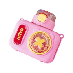 Φορητό παγούρι πλαστικό με καλαμάκι - Camera - 600ml - 722450 - Pink