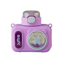 Φορητό παγούρι πλαστικό με καλαμάκι - Camera - 600ml - 722450 - Purple