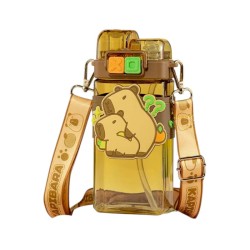 Παιδικό παγούρι πλαστικό με καλαμάκι - 650ml - 722474 - Brown