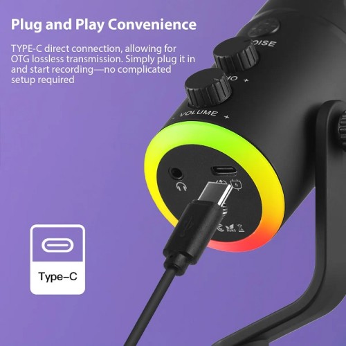 Ενσύρματο μικρόφωνο Gaming/Podcast - USB - LED RGB - 812891 Ενσύρματο μικρόφωνο Gaming/Podcast - USB - LED RGB - 812891